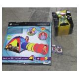 Expedition Play Tent, Bocce Ball, and Keychains-