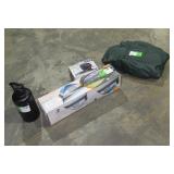 Tent, Air Mattress, Electric Pump, and Growler-