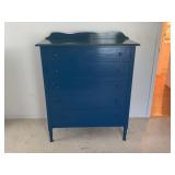 Antique 5 Drawer Chest of Drawers Painted Blue
