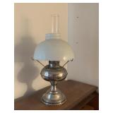 Metal Oil Lamp with White Glass Shade