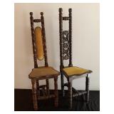 Pair of Slender Back Chairs from Mexico