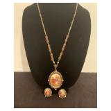 Cameo Style Necklace and Earrings Set