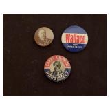 Three Antique Campaign Buttons