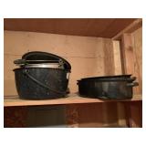 Large Graniteware Lidded Pan and Turkey Roaster