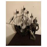 Metal Decorative Boat and Coat of Arms