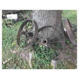 Group of 4 Small Metal Wagon Wheels