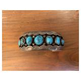 Navajo Sterling Silver Turquoise Cuff Bracelet