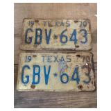 1970 Texas License Plate Pair