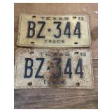 1973 Texas License Plate Pair - Truck