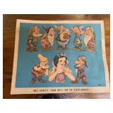 1938 Walt Disney SNOW WHITE Poster WACO