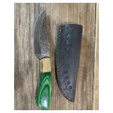 DAMASCUS Fixed Blade Hunting Knife w/Sheath