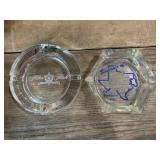 (2) Advertising Ashtrays Glass