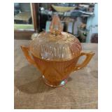 Vintage Marigold Orchid Carnival Glass w/Lid