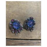 Vintage Earrings - AB Crystals Designer Signed
