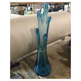 Mid Century Modern Blue Glass Vase