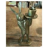 Vintage Brass Standing Bunny Rabbit Candle Holder