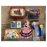Lot of Items: Toy Train, Mini Card Deck, PEZ