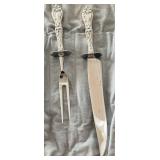 2pc Frank M Whiting Style Art Nouveau Carving Set