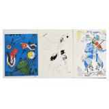 3pc Marc Chagall Original Lithographs Signed