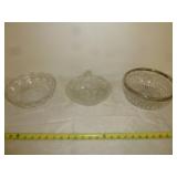 3pc - Vintage Glass Center Bowls & Candy Dish