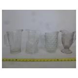 4pc Vintage Glass & Crystal Water Pitchers