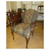 Vintage Solid Wood Upholstered Arm Chair