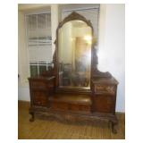 Antique Carved Wood Drop Center Dressing Table