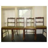 Set of 4 Carved Wood Dining Chairs