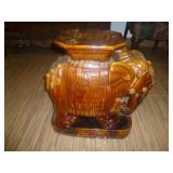 Glazed Ceramic Elephant Garden Stool Plant Stand