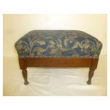 Mid Century Wood Upholstered Hassock Foot Stool