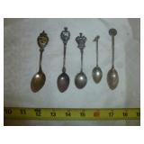 5pc Sterling Silver & Coin Silver Collector Spoons