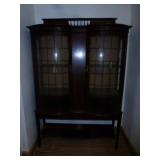 Double Bow Front Leadlight Glass Display Cabinet