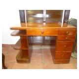 Mid Century Wood Waterfall Knee Hole Desk