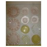 Pink & Amber Depression Glass Plates