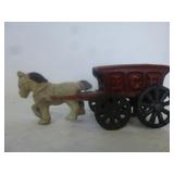 Hand Painted Cast Iron Horse Drawn Ice Wagon Toy
