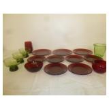 Green Depression & Ruby Red Glass Selection