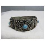 Vintage Hand Made Segmented Ornate Silver Bracelet