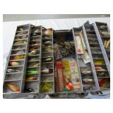 Vintage Aluminum Tackle Box with Lures & Tackle