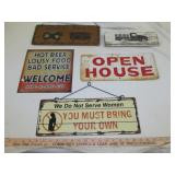 5pc Metal & Wood Signs