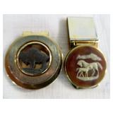 Vintage Money Clips Buffalo Nickel & Horse Cameo