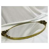 Vintage Oval Gilt Roses Mirrored Vanity Tray