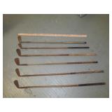 6pc Antique Wood Shaft Golf Clubs