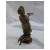 Vintage Solid Brass Gï¿½nseliesel Goose Girl Figure