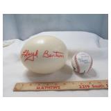 Lloyd Bentsen Signed Ostritch Egg & Baseball