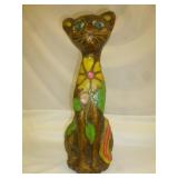 Mexico Hand Painted Paper Mache Cat Bank