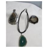 Polished Green Jasper & Quartz Jewelry Selection