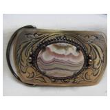 Vintage Western Buckle with Polished Agate Stone
