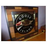 Goose Island Beer Steel & Wood Frame Bar Mirror