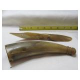 Carved Steer Horn Letter Opener & Powder Horn