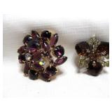 2pc Mid Century Rhinestone Brooches
